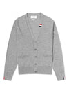 Men's Jersey Stitch V-Neck Cardigan Light Grey - THOM BROWNE - BALAAN 1