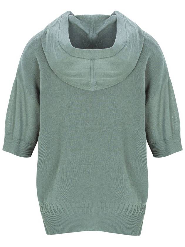 Half Sleeve Hooded Knit Top Slate Green - CALLAITE - BALAAN 6