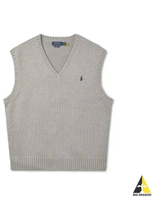 Big fit cotton sweater vest gray - POLO RALPH LAUREN - BALAAN 1