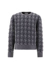 Houndstooth Quilted Merino Wool Knit Top Grey - THOM BROWNE - BALAAN 1