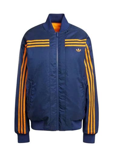 70S Trefoil Monogram Reversible Bomber Jacket Navy Orange - ADIDAS - BALAAN 1