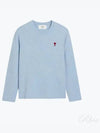 Chain Stitch Heart Logo Long Sleeve T-Shirt Blue - AMI - BALAAN 2