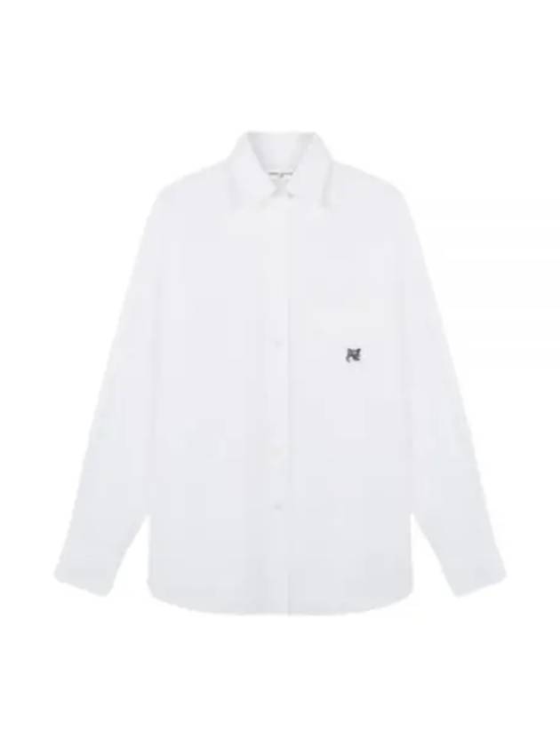 Chest Pocket Foxhead Patch Cotton Poplin Casual Shirt White - MAISON KITSUNE - BALAAN 2