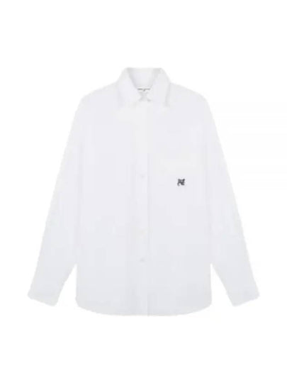 Chest Pocket Foxhead Patch Cotton Poplin Casual Shirt White - MAISON KITSUNE - BALAAN 2