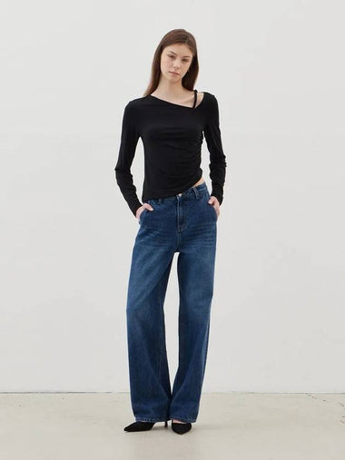 Semi wide washed denim pants deep blue - LESEIZIEME - BALAAN 1