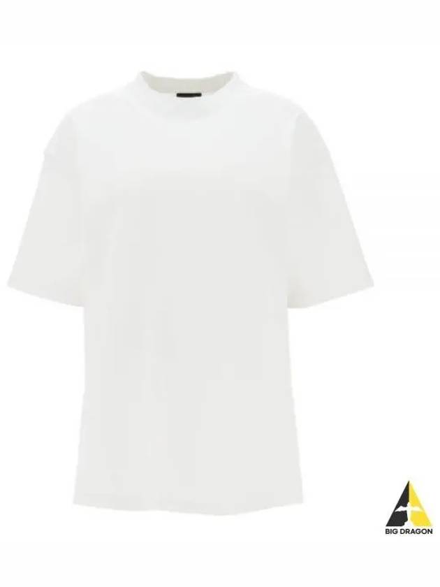 Rhinestone Logo Cotton Short Sleeve T-Shirt White - BALENCIAGA - BALAAN 2