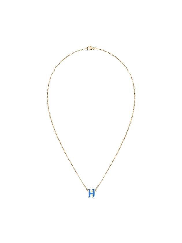 Mini Pop H Pendant Necklace Gold Bleu Sature - HERMES - BALAAN 1