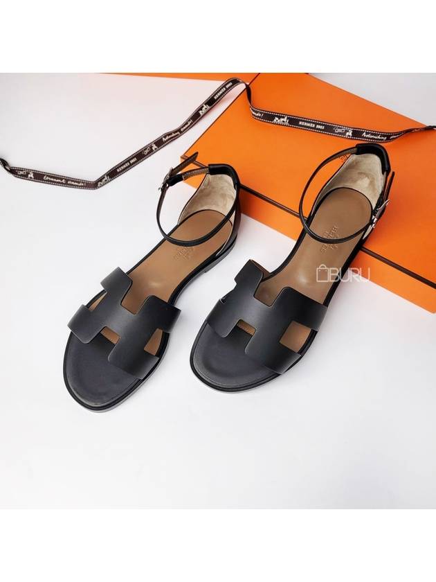 Santorini Sandal Calfskin & Noir - HERMES - BALAAN 2