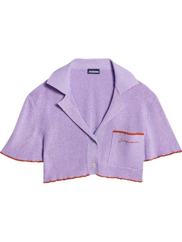 Le Haut Brilho Sparkly Cropped Bowling Cardigan Purple - JACQUEMUS - BALAAN 2