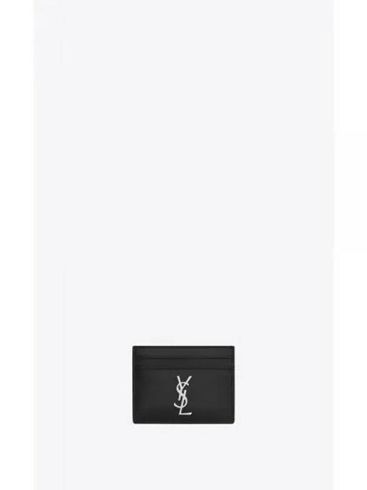 Monogram Card Case in Smooth Leather Black - SAINT LAURENT - BALAAN 2