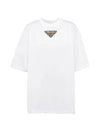 Embroidered Logo Jersey Short Sleeve T-Shirt White - PRADA - BALAAN 1