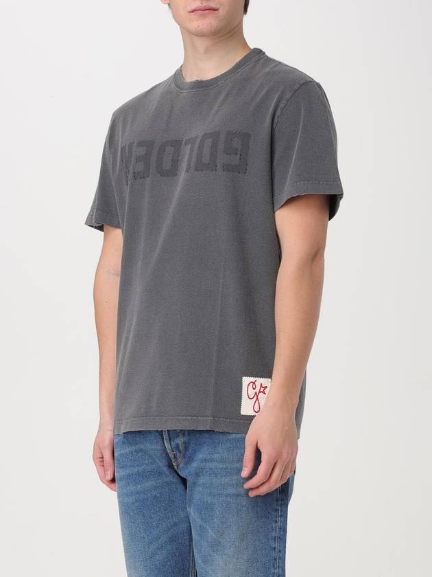 Golden Lettering Cotton Short Sleeve T-Shirt Grey - GOLDEN GOOSE - BALAAN 5