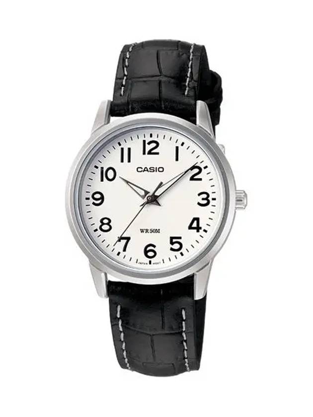 Classic Leather Band Analog Watch Silver Black - CASIO - BALAAN 2