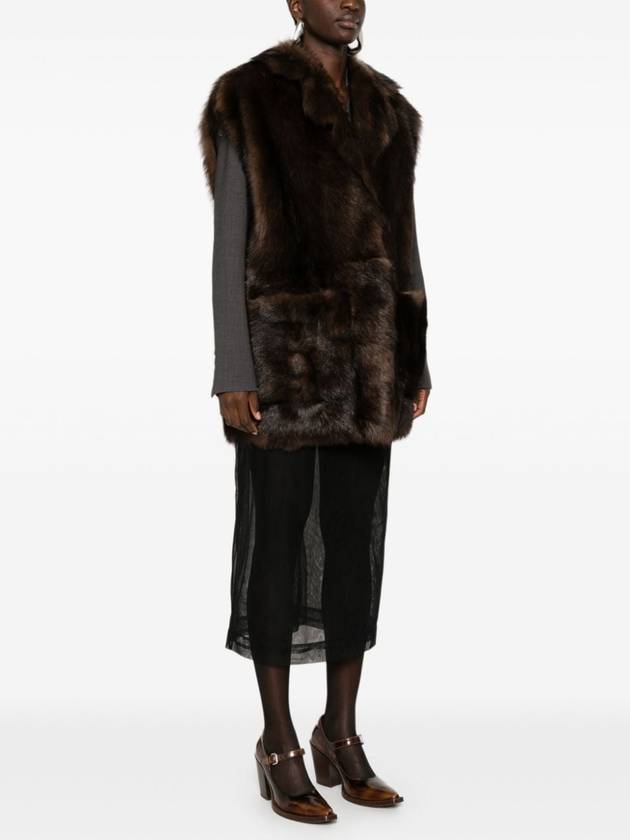 Belted shearling vest Mahogany - PRADA - BALAAN 4