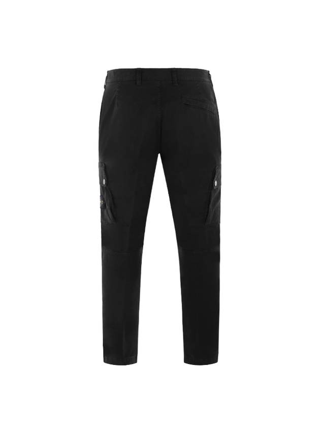 Garment Dyed Old Effect Stretch Broken Twill Cotton Cargo Pants Black - STONE ISLAND - BALAAN 3