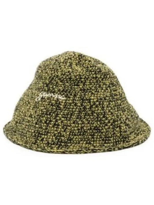 Embroidered Logo Chunky Knit Bucket Hat Green - GANNI - BALAAN 2