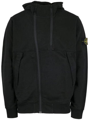 Men's Logo Wappen Double Zipper Hooded Zip Up Black - STONE ISLAND - BALAAN 1