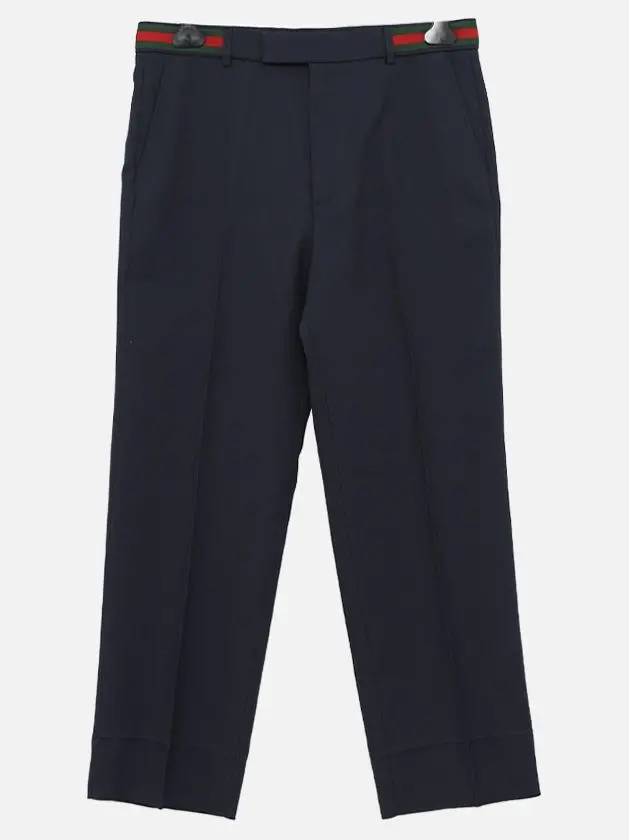 Fluid Drill Web Detail Straight Pants Navy - GUCCI - BALAAN 2