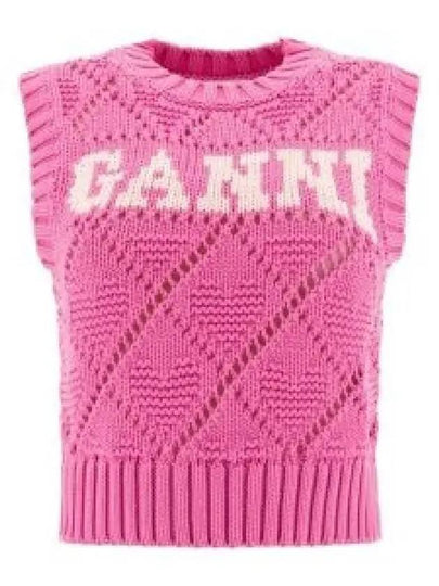 Logo Rope Short Vest Pink - GANNI - BALAAN 2