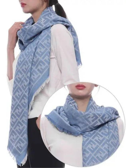 FF Shawl Scarf Light Blue - FENDI - BALAAN 2