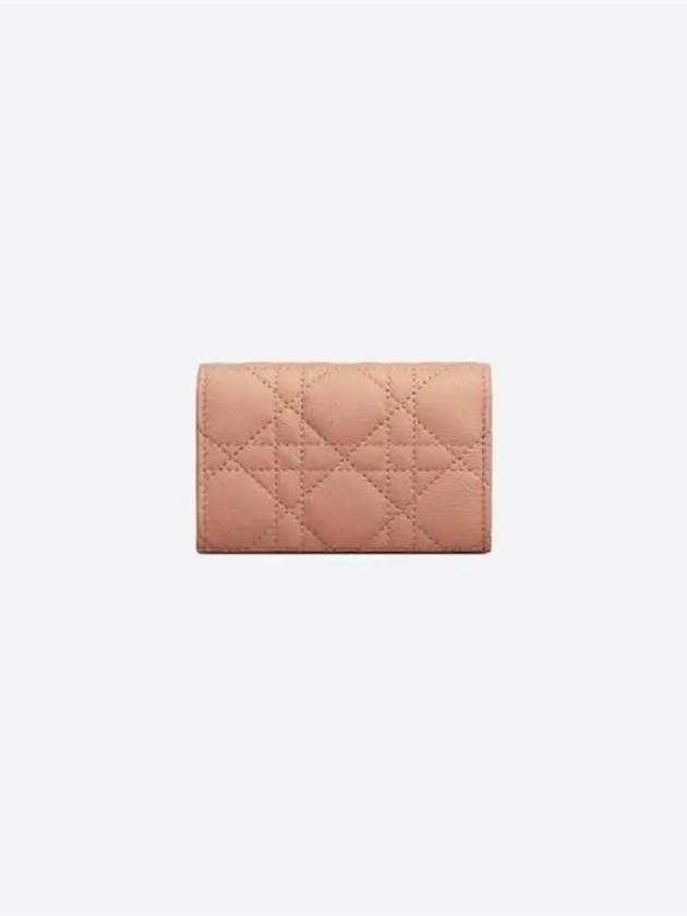 Caro XS Supple Cannage Calfskin Card Wallet Rose Des Vents - DIOR - BALAAN 3