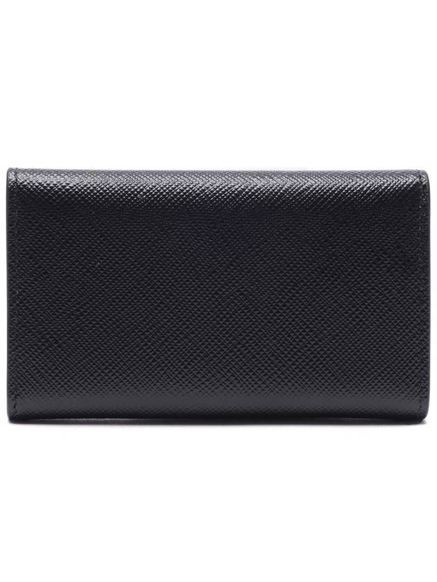 Logo Saffiano Leather Key Holder Black - PRADA - BALAAN 5