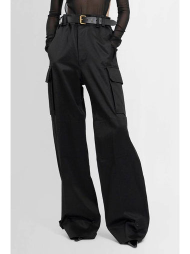 H71 789857y9i28 1000 Women's Pants Trousers Cotton Pants Trousers Logo Slacks WOMAN BLACK TROUSERS - SAINT LAURENT - BALAAN 1