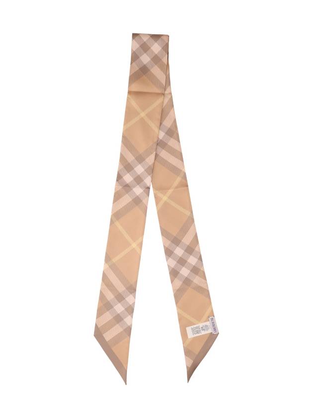 Skinny Check Silk Scarf Flax - BURBERRY - BALAAN 3