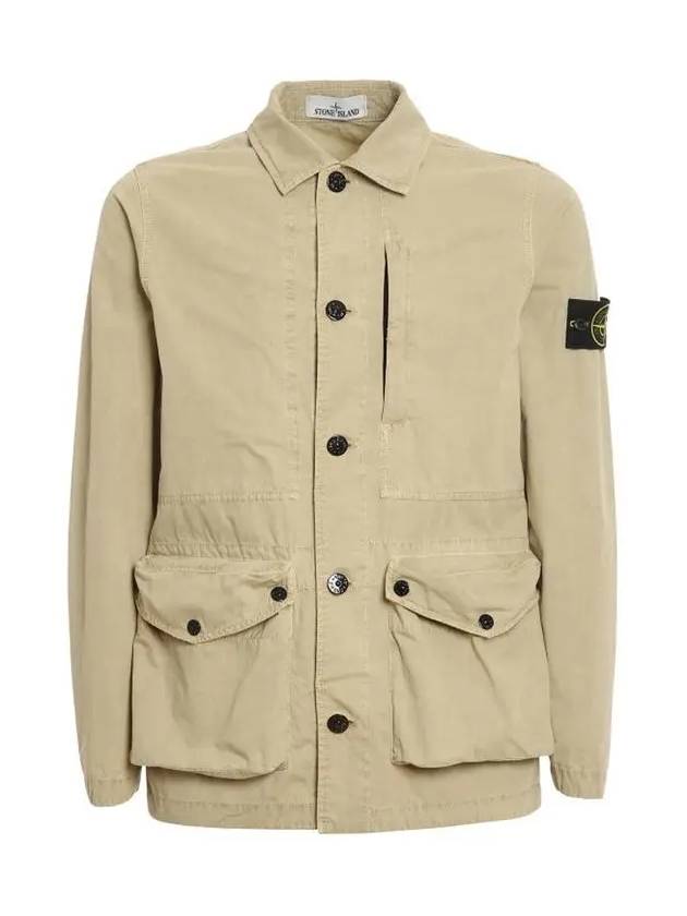 Wappen Patch Old Effect Cotton Zip-up Jacket Beige - STONE ISLAND - BALAAN 3