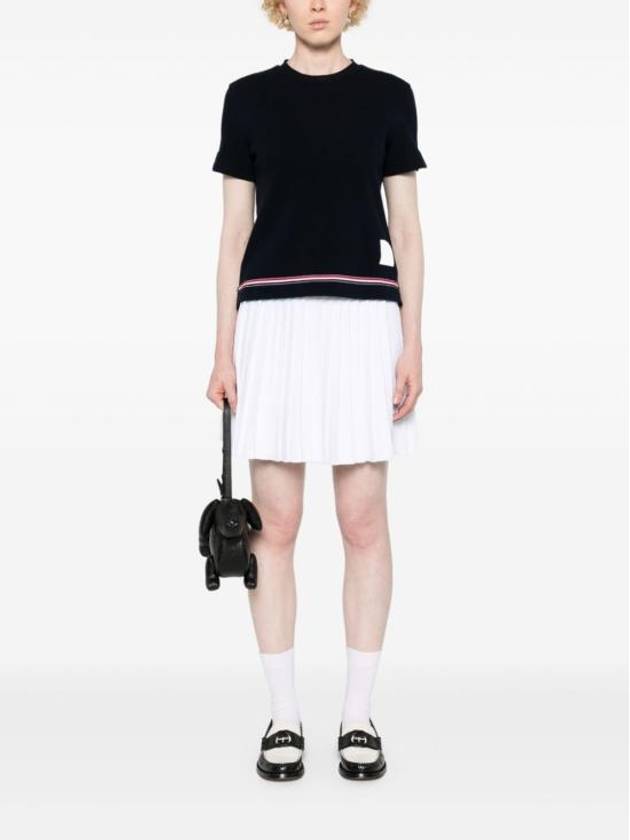 Cotton Pique Short Sleeve T-Shirt Navy - THOM BROWNE - BALAAN 5