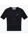 Women's ORB Logo Wool Silk Blend Crop Knit Top Black - VIVIENNE WESTWOOD - BALAAN 2