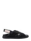 Logo Patch Crossover Sandals Black - MARNI - BALAAN 1