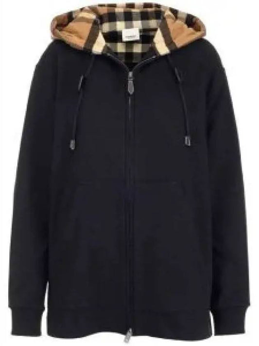 Check Cotton Hooded Jacket Black - BURBERRY - BALAAN 2