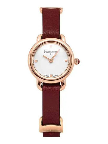 Women's Varina Leather Watch Gold Red - SALVATORE FERRAGAMO - BALAAN 1