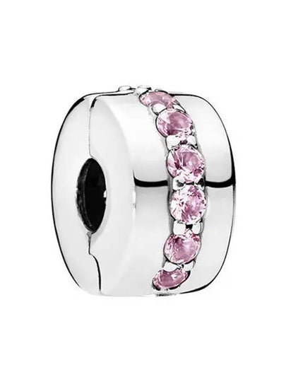 Pink Sparkling Row Clip Bracelet Charm Silver - PANDORA - BALAAN 2