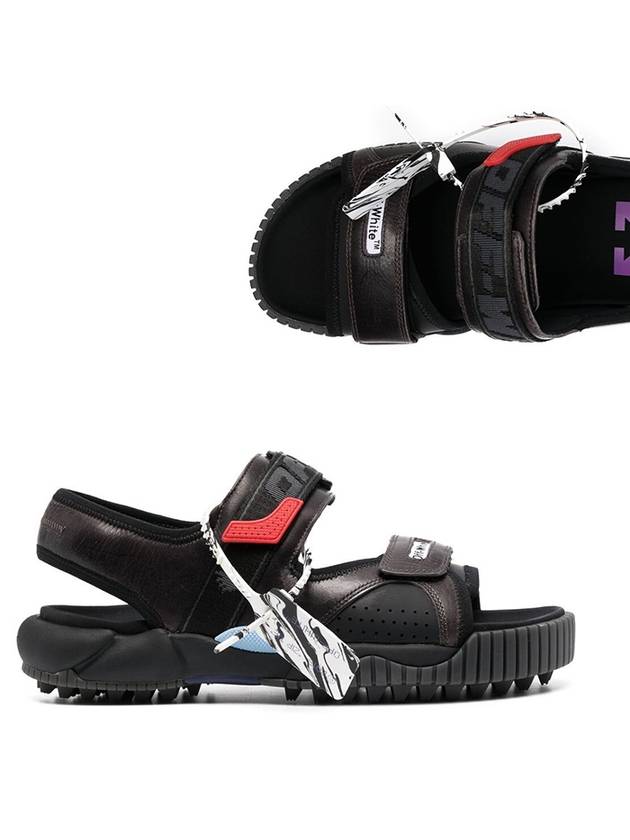 men's odd sea logo strap sandals black - OFF WHITE - BALAAN.