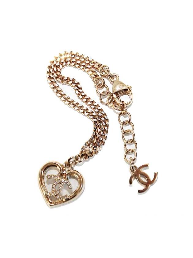 CC Logo Heart Crystal Chain Bracelet Gold - CHANEL - BALAAN 1