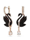 Swan Drop Crystal Earrings Black Rose Gold - SWAROVSKI - BALAAN 3