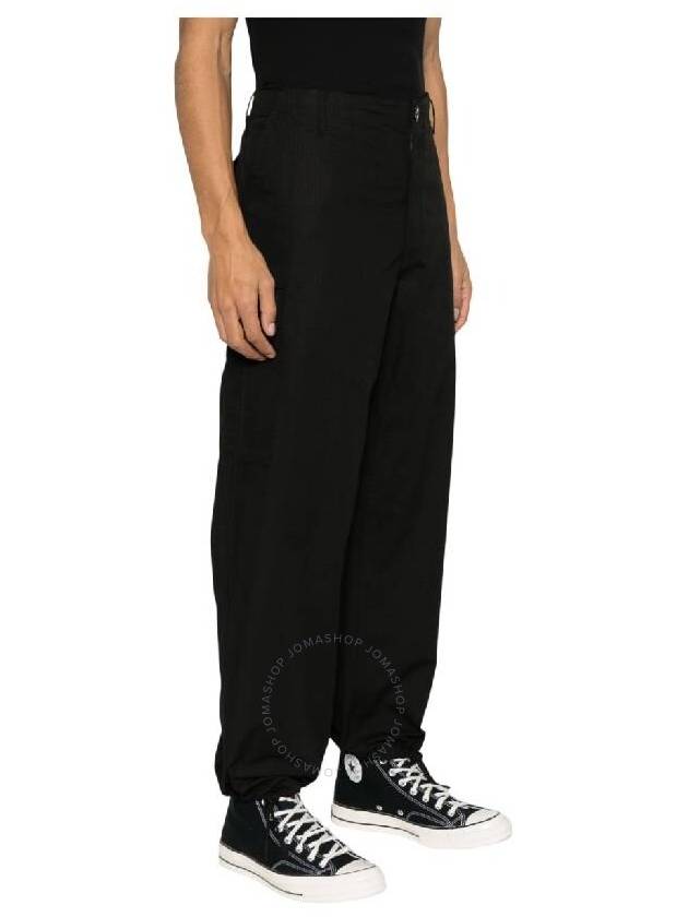 Paris Label Flap Pocket Workwear Cargo Cotton Straight Pants Black - KENZO - BALAAN 4