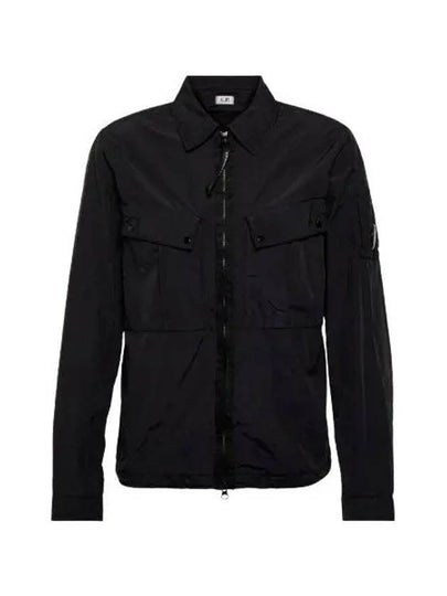 Lens Wappen Double Pocket Over Long Sleeve Shirt Black - CP COMPANY - BALAAN 2