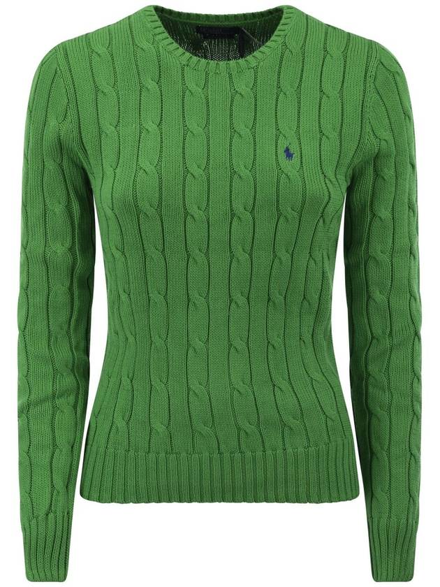 Embroidered Logo Pony Cable Knit Top Green - POLO RALPH LAUREN - BALAAN 2