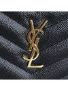 Grain Leather Quilted Stitch Card Wallet Black - SAINT LAURENT - BALAAN 6