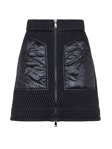 Women's Micro Diamond Quilted Zip-up Mini A-Line Skirt Black - MONCLER - BALAAN 1