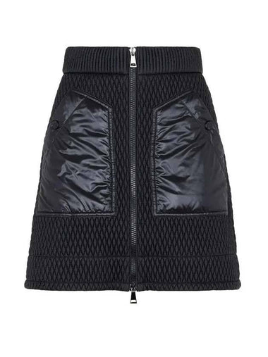 Women's Micro Diamond Quilted Zip-Up Mini A-Line Skirt Black - MONCLER - BALAAN 1