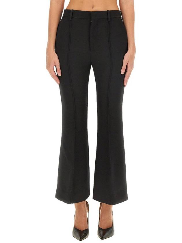 Veneta Flare High Waist Pants Black - BOTTEGA VENETA - BALAAN 2