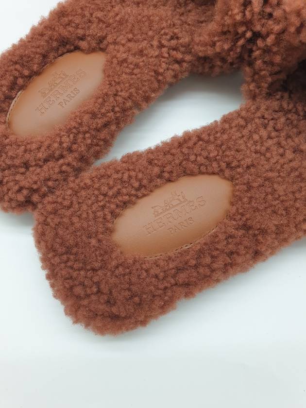 Oran Shearling Sandals Cognac - HERMES - BALAAN.