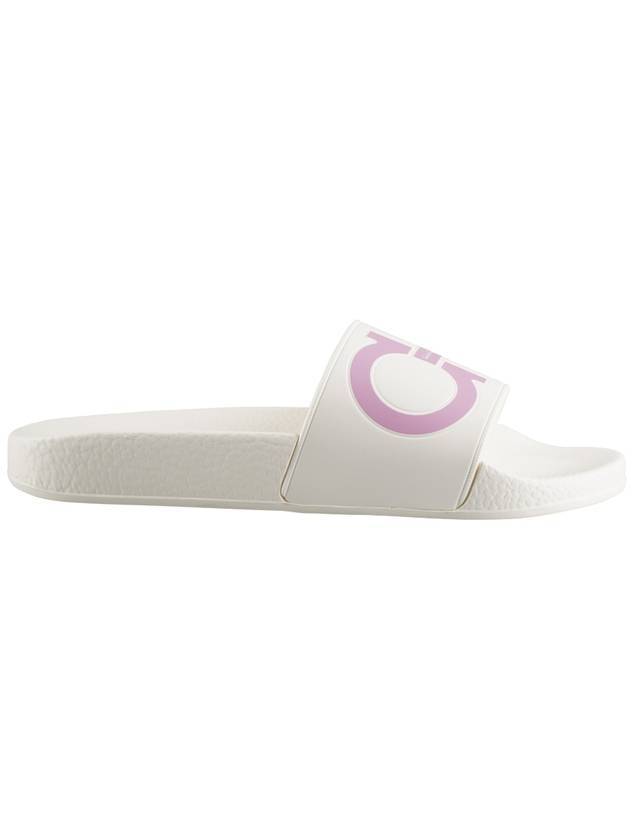 Salvatore Gancini Printing Band Rubber Slippers White Pink - SALVATORE FERRAGAMO - BALAAN.