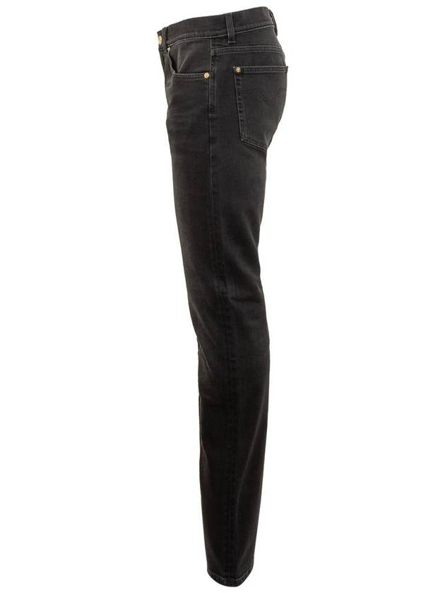 Embroidery Jeans 10138861A09787 1D510 FADED WASHED BLACK - VERSACE - BALAAN 4