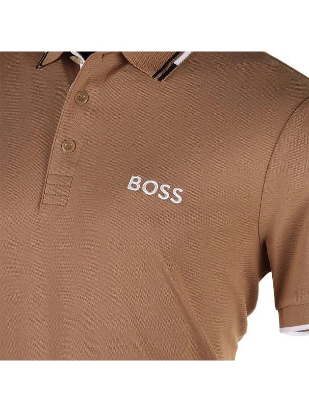 Paddy Striped Cotton Polo Shirt Camel - HUGO BOSS - BALAAN 3