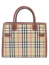 Women s Burberry 8025274 Vintage Check Brown Leather Title Small Tote Bag gt Gangbuk used luxury goods - BURBERRY - BALAAN 1